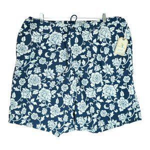 NWT Caribbean Big Man Navy Floral Men's‎ Swimwear trunks Size 2X ~ MSRP $55